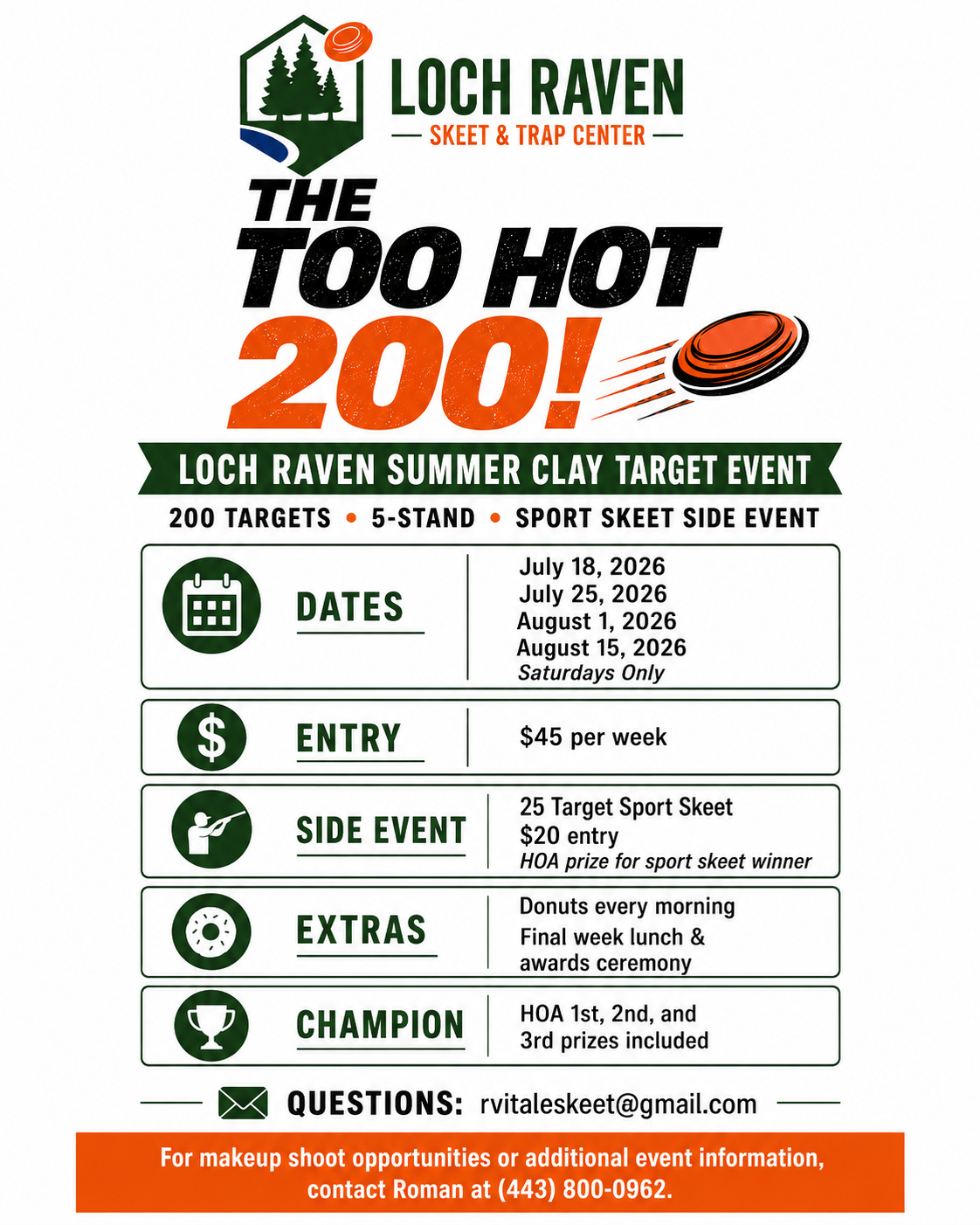 The Too Hot 200 &mdash; Loch Raven Summer Clay Target Event flyer